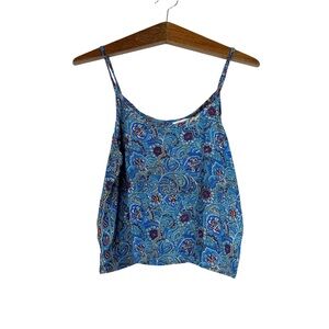 Karma Highway Blue Paisley Boho Tank Top Split Back Festival Y2K Size S